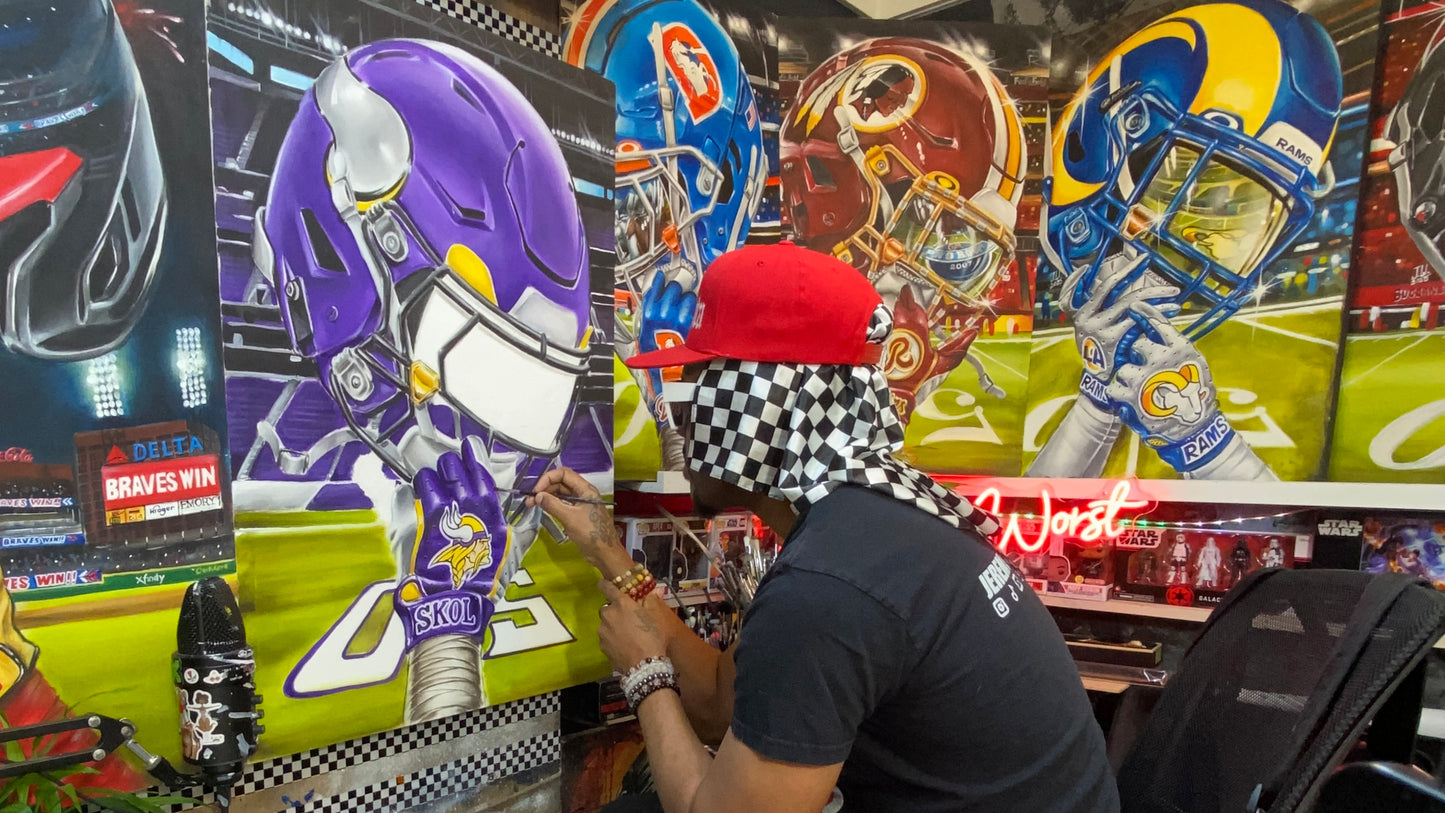 SKOL Minnesota Painting by Jeremy Worst 2025 Sports Football Canvas Print Artwork helmet Nfl Football