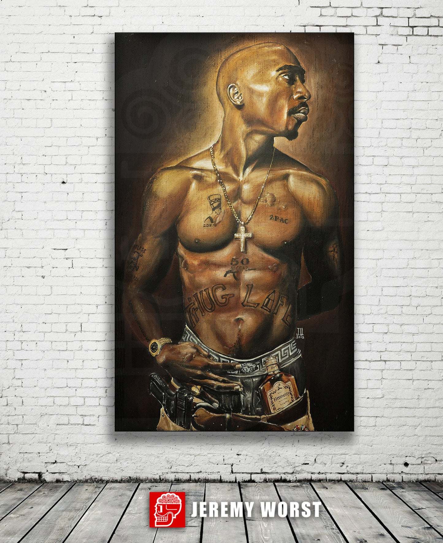 TUPAC 2012 Jeremy Worst 2pac Shakur Makaveli Thuglife Westside LA california love gun cross relic legend celebrity classic art decor trend