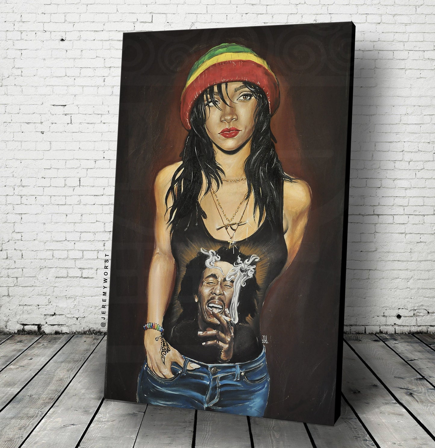 JEREMY WORST Rasta RiRi Rihanna Print Original Artwork Signed anime nsfw sticker