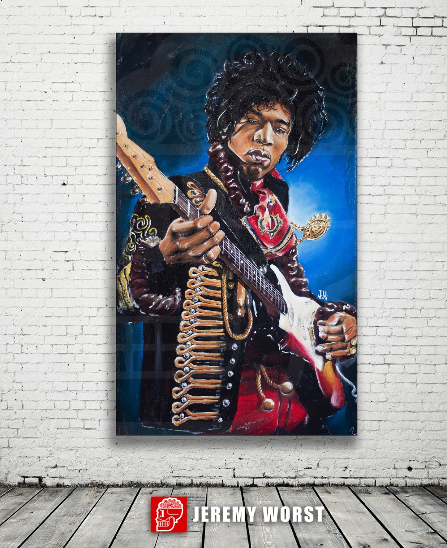 NEW Jimi Hendrix Rocks Original Artwork Signed Print Canvas wall studio room Music legend guitar hero musician fender cosplay jacket