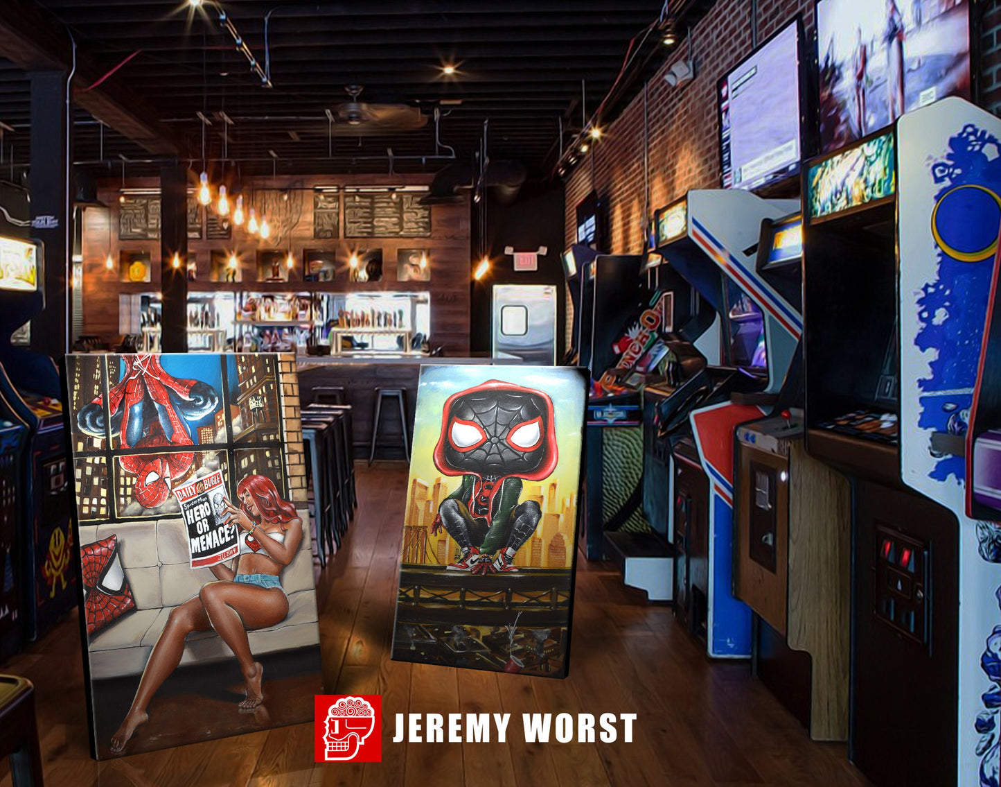 JEREMY WORST NBA Jam Retro Arcade painting Artwork poster roller skates quad barcade wall art decor sexy cabnit stool hentai anime