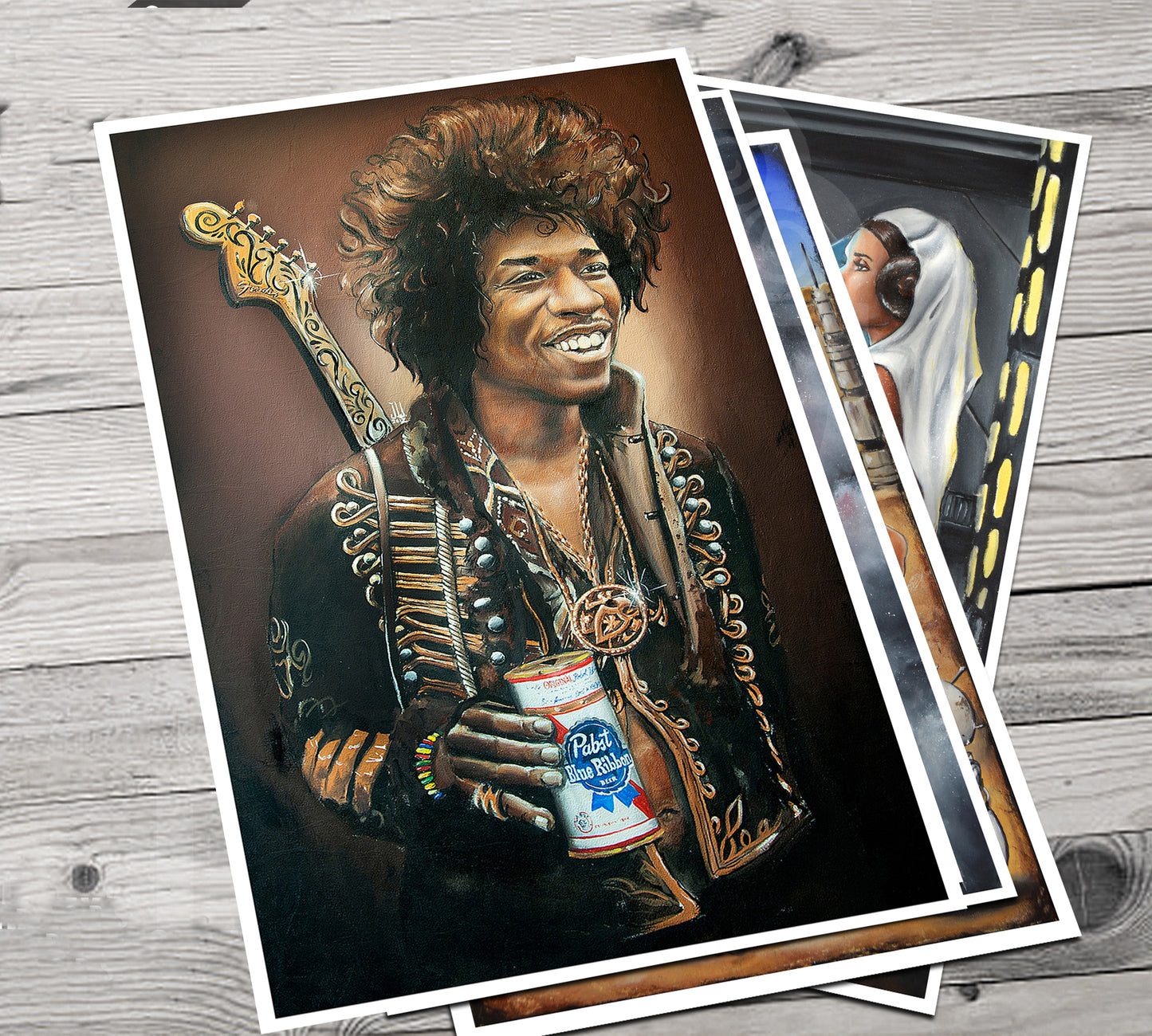 JEREMY WORST Jimi Hendrix 2012 Pabst Blue Ribbon Original Artwork Canvas Print 1  anime cool stuff bro for herparty nsfw sticker