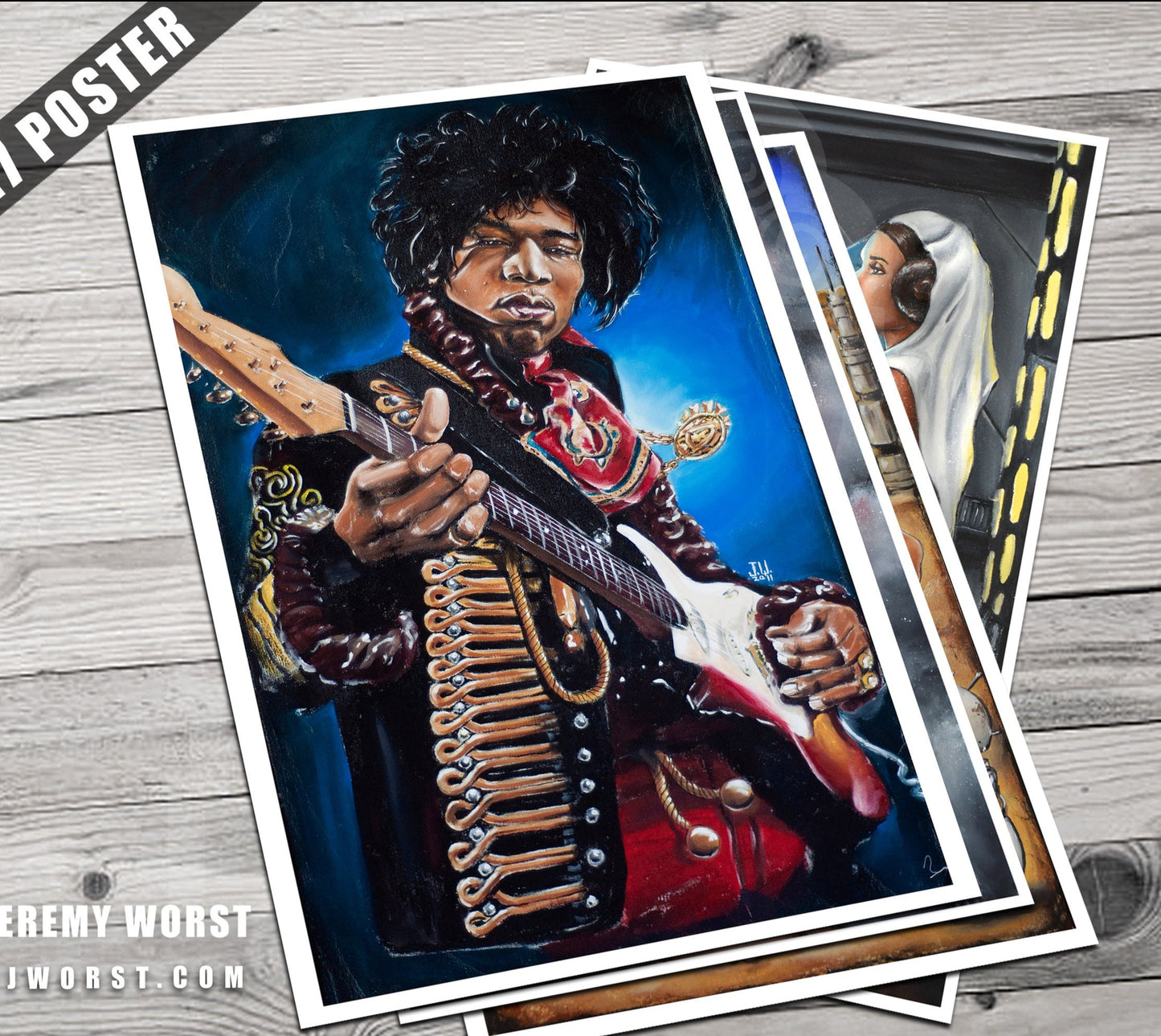 NEW Jimi Hendrix Rocks Original Artwork Signed Print Canvas wall studio room Music legend guitar hero musician fender cosplay jacket