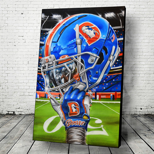 Denver Painting by Jeremy Worst 2025 Sports Football Canvas Print Artwork helmet Nfl Football