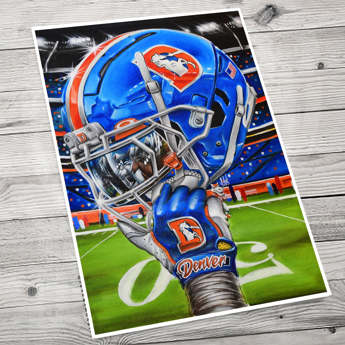 Denver Painting by Jeremy Worst 2025 Sports Football Canvas Print Artwork helmet Nfl Football