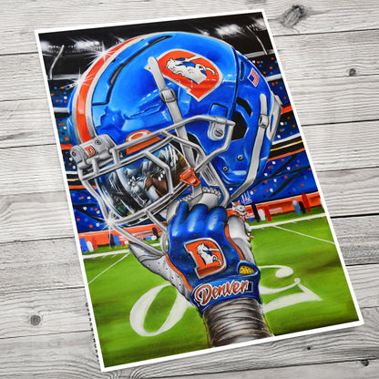 Denver Painting by Jeremy Worst 2025 Sports Football Canvas Print Artwork helmet Nfl Football