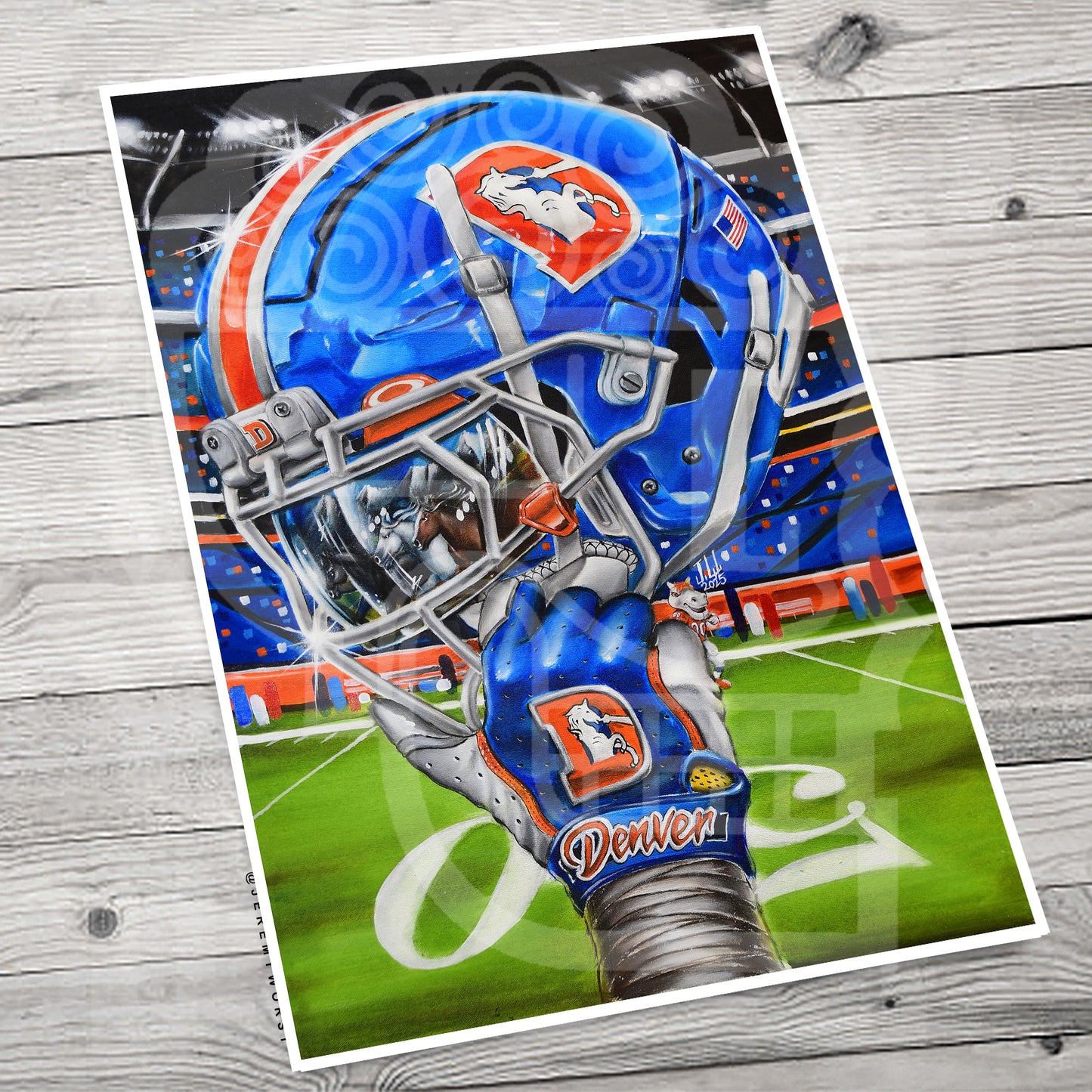 Denver by Jeremy Worst 2025 Sports Football Canvas Print Artwork helmet Nfl Football