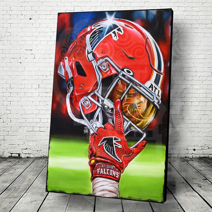 JEREMY WORST Atlanta Falcons 2024 RISE UP Dirty Birds Painting sports Canvas Print Artwork helmet Nfl