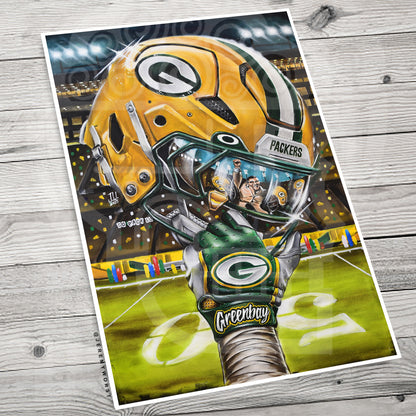 Greenbay Go Pack Go by Jeremy Worst 2025 Sports Football Canvas Print Artwork helmet Nfl Football