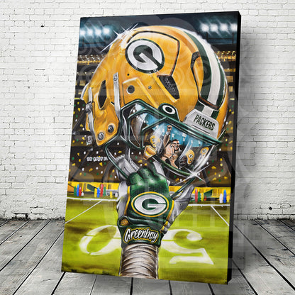 Greenbay Go Pack Go by Jeremy Worst 2025 Sports Football Canvas Print Artwork helmet Nfl Football