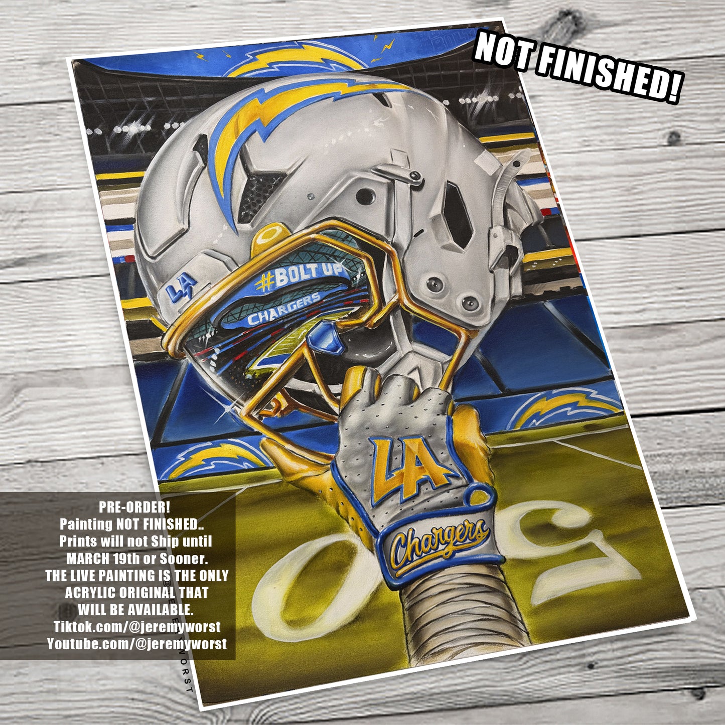 Chargers by Jeremy Worst 2026 Sports Football Canvas Print Artwork helmet Nfl Football1)