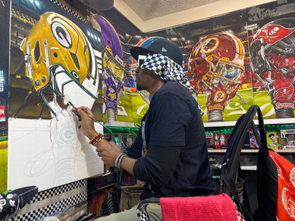 Greenbay Go Pack Go Painting by Jeremy Worst 2025 Sports Football Canvas Print Artwork helmet Nfl Football