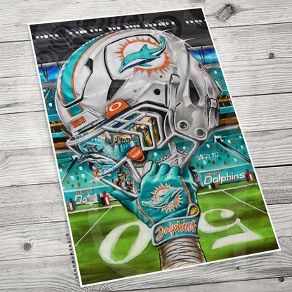 Phins by Jeremy Worst 2026 Sports Football Canvas Print Artwork helmet Nfl Football