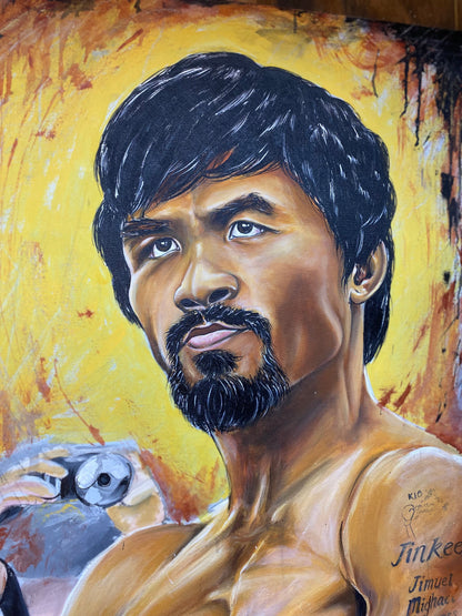 Manny Pacman Pacquiao Original Acrylic Painting by Jeremy Worst Arcade game room wall art canvas