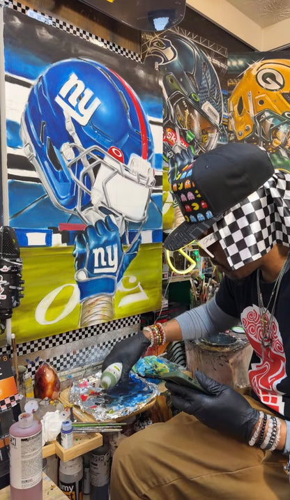 PRE-ORDER NY Giants by Jeremy Worst 2025 Sports Football Canvas Print Artwork helmet Nfl Football