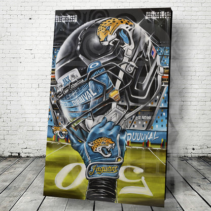 DUUUVAL JAGS by Jeremy Worst 2025 Sports Football Canvas Print Artwork helmet Nfl Football