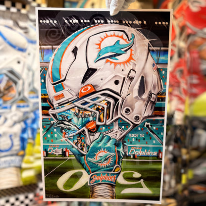 Phins by Jeremy Worst 2026 Sports Football Canvas Print Artwork helmet Nfl Football