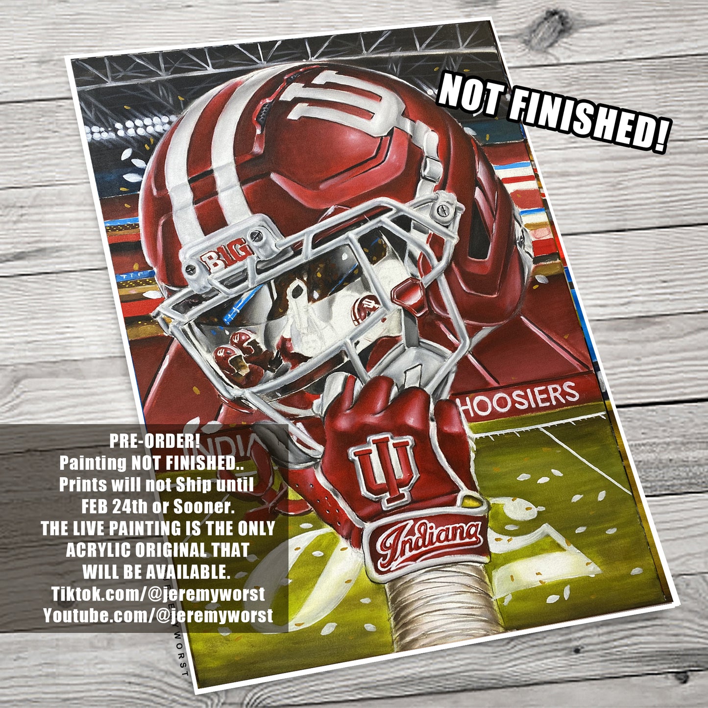 Pre-ORDER Indiana by Jeremy Worst 2026 Sports Football Canvas Print Artwork helmet Nfl Football1