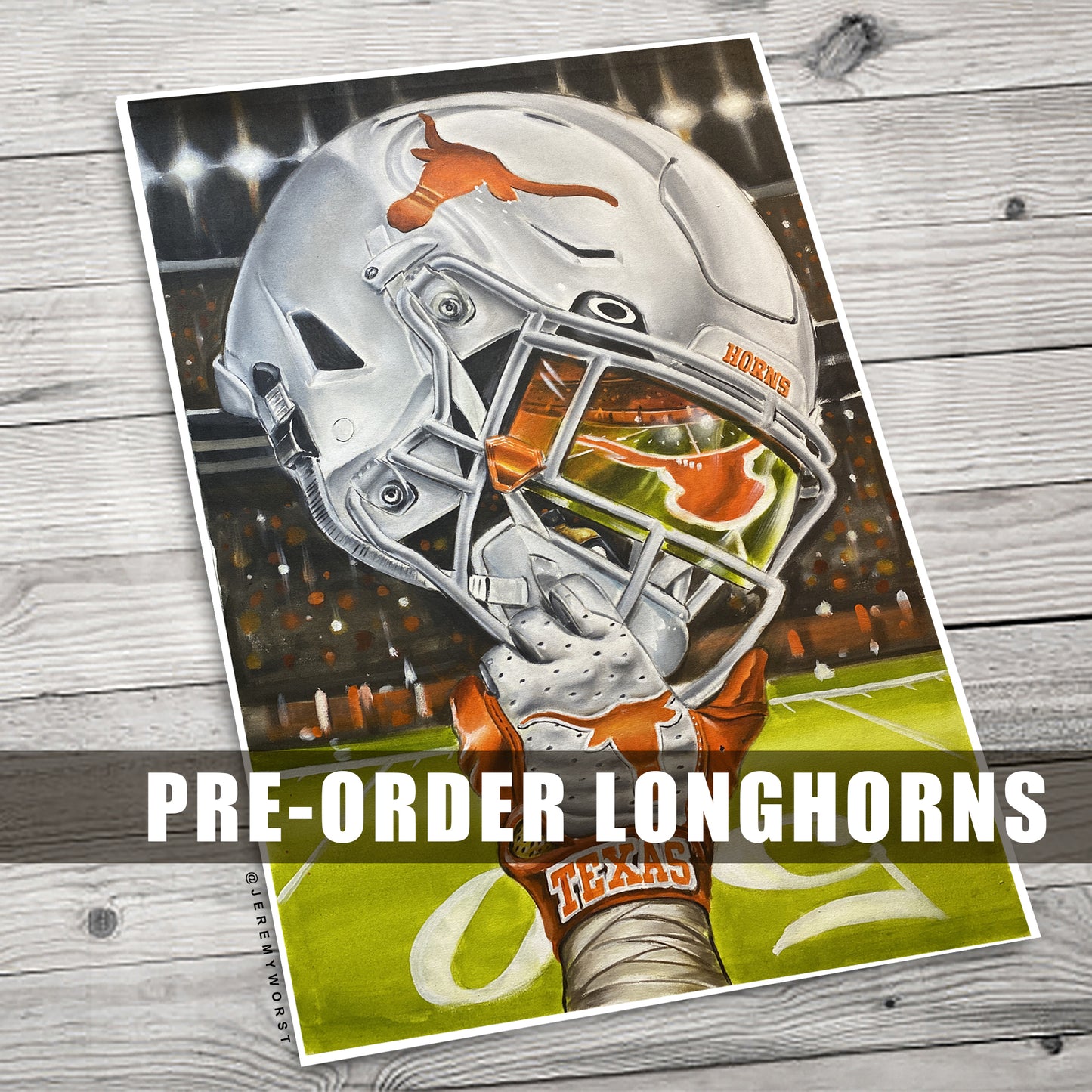 PRE- ORDER HORNS by Jeremy Worst Hook em horns Longhorns Artwork Texas
