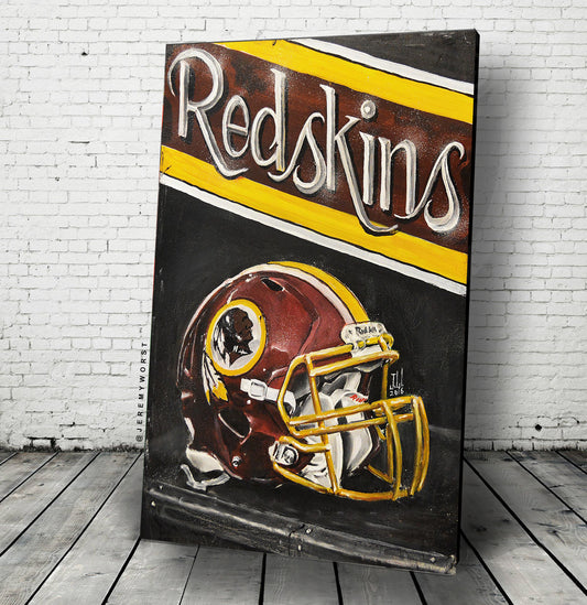 JEREMY WORST Redskins Washington Commanders Painting sports Canvas Print Artwork helmet art great gift for him