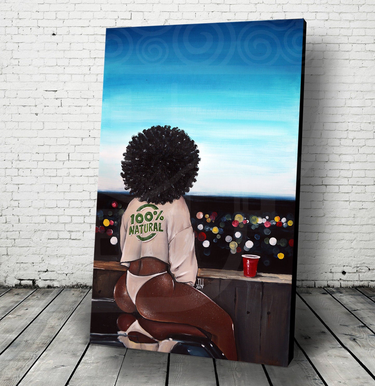 JEREMY WORST 100% Natural African girl pretty afro Canvas sky urban pinup nude nsfw Sexy Girl bokeh Nubian queen wall Art car hood wrap