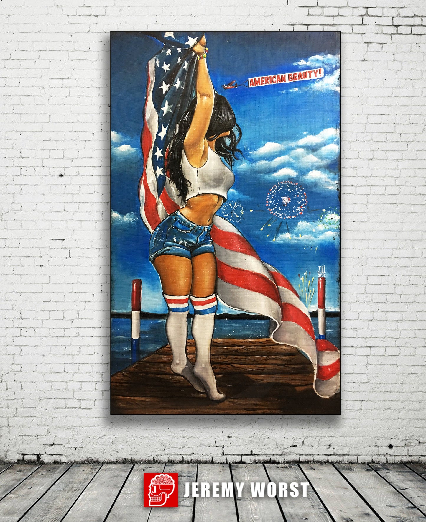 JEREMY WORST American Beauty ART Wall decor Painting president election sexy girl tube socks democrat vote rally politics conservative maga