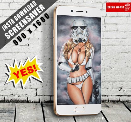 Storm Trooper INSTA DOWNLOAD Phone Screensaver Jeremy Worst Dark side blaster wallpaper iphone android helmet