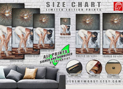 JEREMY WORST "Monroe's Jack" liquor alcohol Painting abstract Artwork Signed Poster Wall Art Canvas fun decor sexy nsfw party