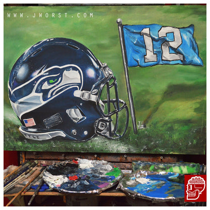 JEREMY WORST Custom NFL Helmet Painting Original Acrylic Painting 30 x 20 Art Piece Great Gift For Him anime nsfw sticker