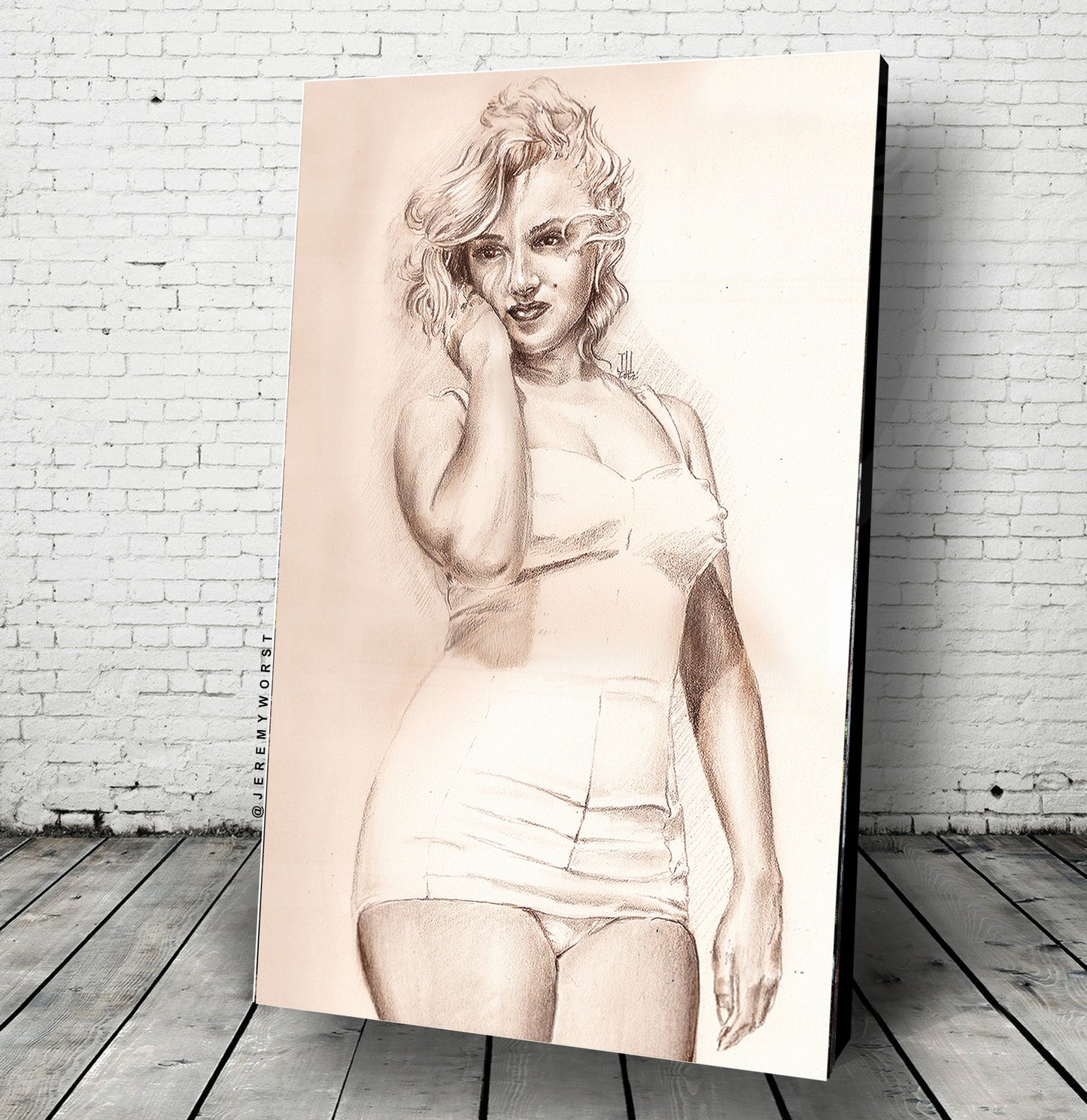 JEREMY WORST Marilyn Monroe Pencil Drawing Sketch Artwork Signed Fine Art Print Great gift for Her 1 sketch