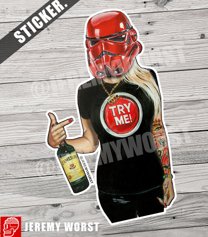 JEREMY WORST 1pc Sexy 4 Inch STICKER Collection Jack Cosplay War Storm Troop Spiderm4n pinup girl hip hop Anime